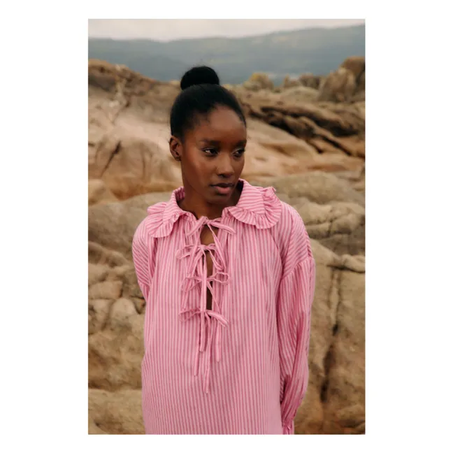 Gestreiftes Parisienne-Kleid | Rosa