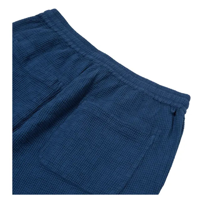 Pantalones cortos de gofre sencillo | Azul Marino