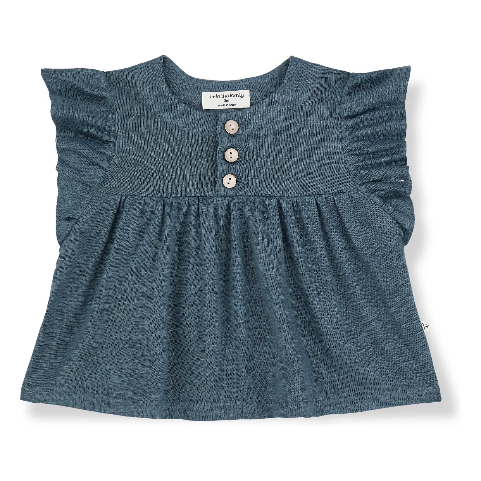 1+ In The Family Petrol Blue Rim Linen Blouse