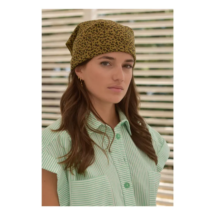 Foulard Kate Mini Léopard Gaze de Coton - Collection Femme | Marron- Image produit n°0