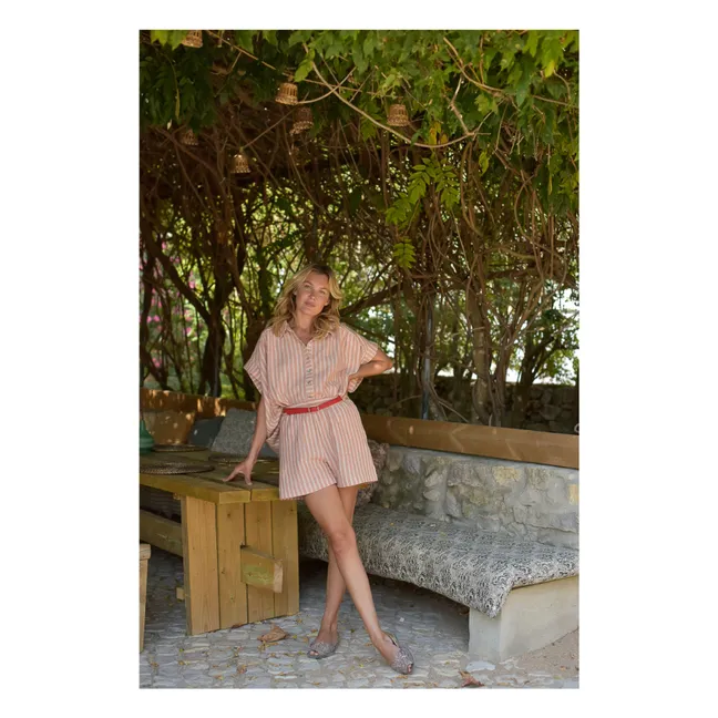 Pantaloncini Lison a righe in doppia garza di cotone - Collezione Donna | Rosa