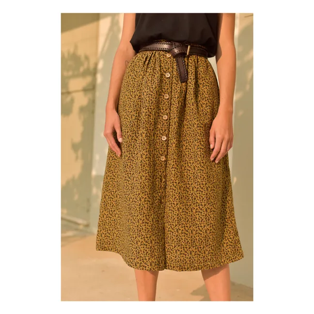 Mini gonna leopardata in cotone biologico - Collezione Donna | Marrone
