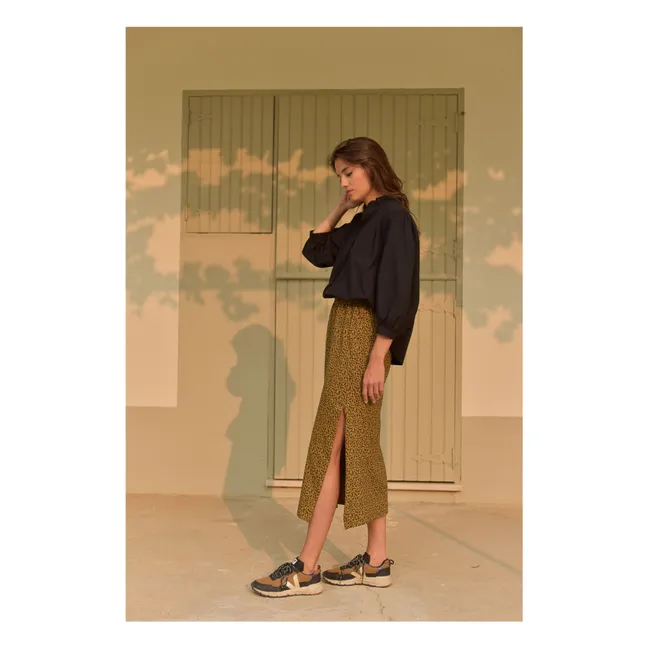 Gonna Marie Mini Leopard in cotone organico - Collezione Donna | Marrone