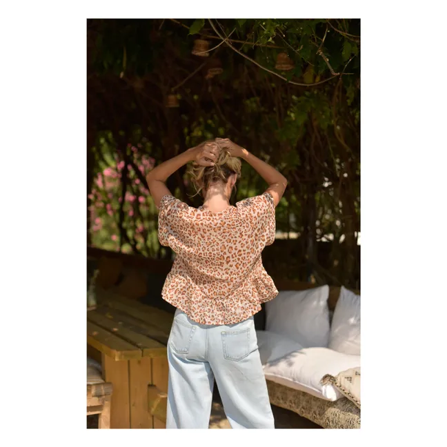 Camicetta Suzon Leopard Voile di cotone - Collezione Donna | Rosa Pallido