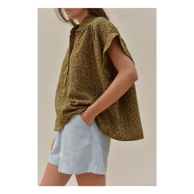 Camicetta Théa Mini Leopard in cotone organico - Collezione Donna | Marrone