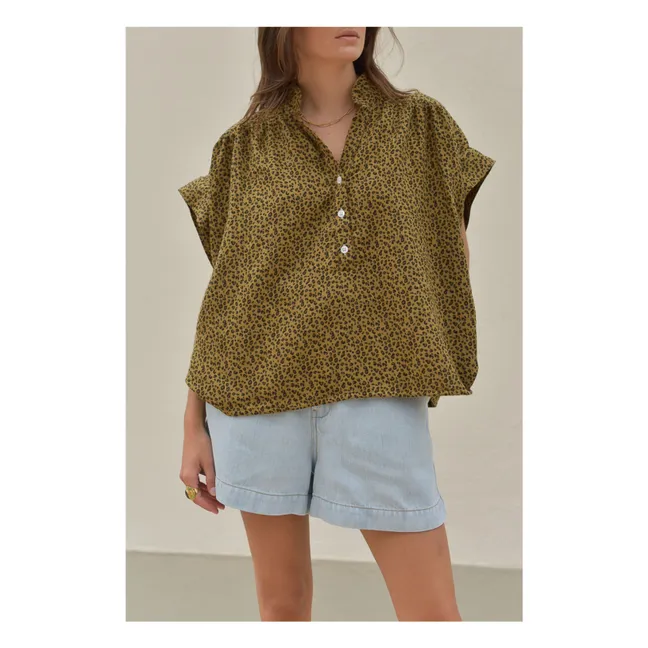 Camicetta Théa Mini Leopard in cotone organico - Collezione Donna | Marrone