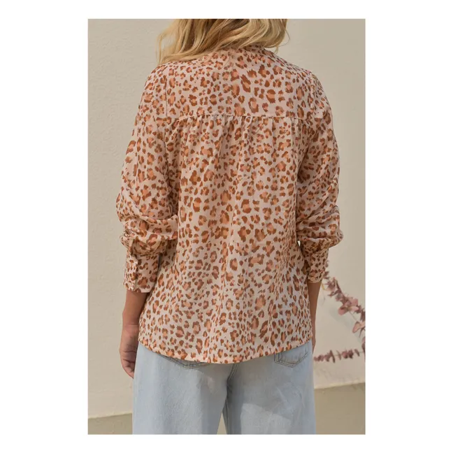 Camicetta Michelle in voile di cotone leopardato - Collezione Donna | Rosa Pallido
