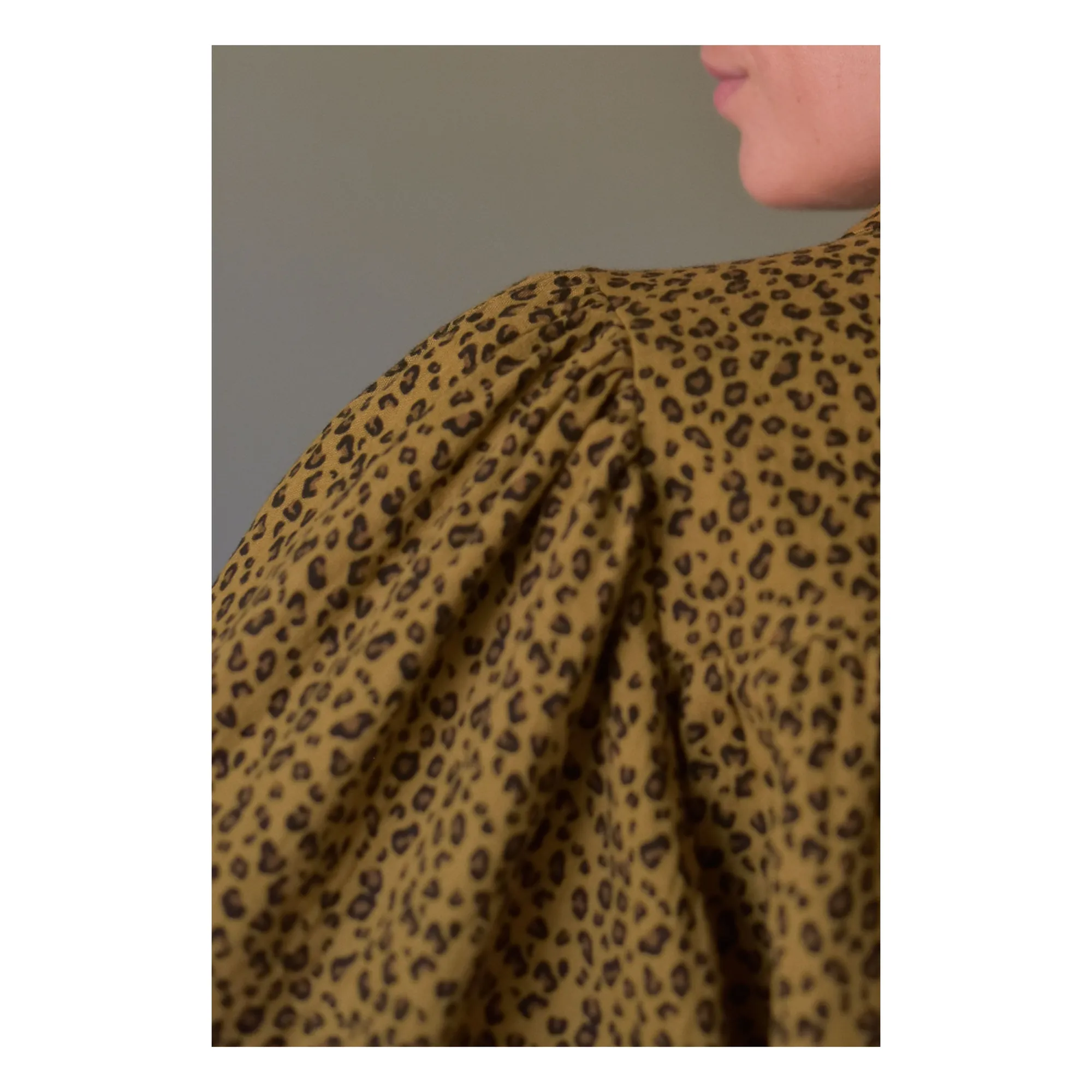 Blouse Appoline Mini Léopard Double Gaze de Coton - Collection Femme | Marron- Image produit n°3