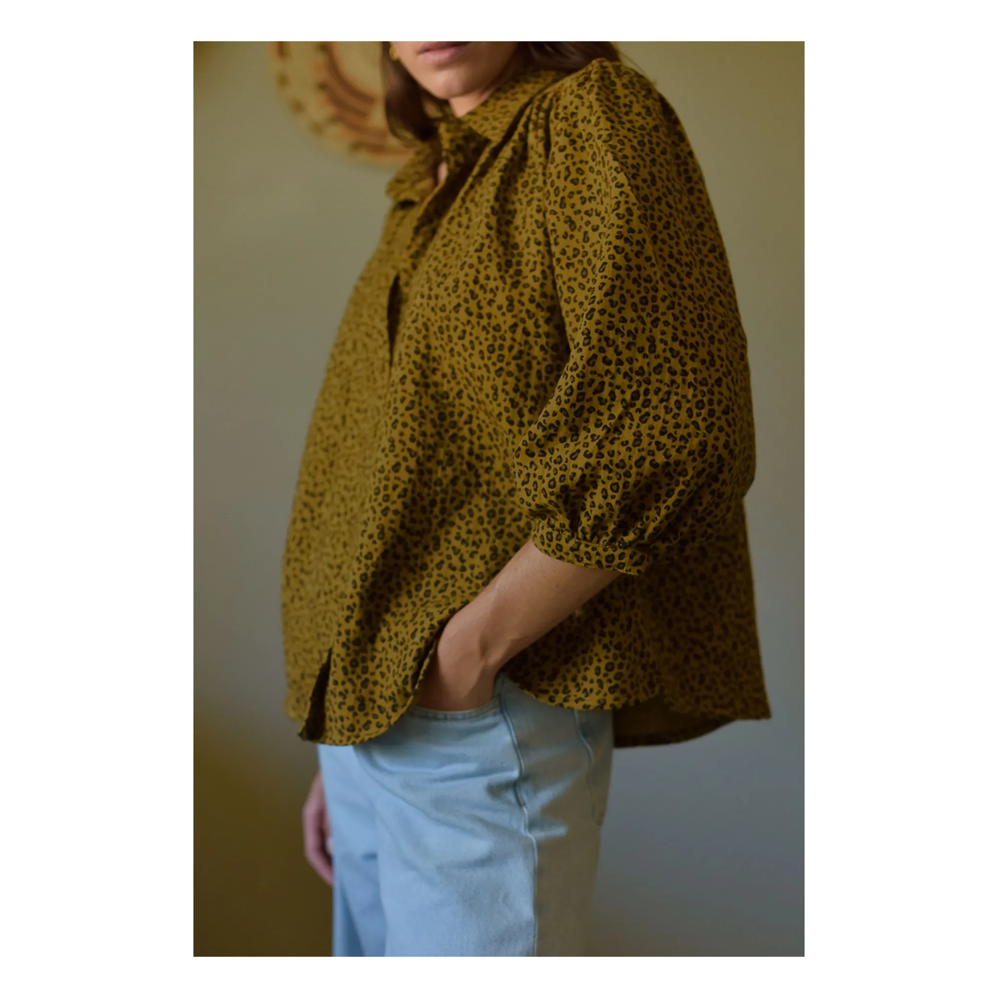 Blouse Appoline Mini Léopard Double Gaze de Coton - Collection Femme | Marron- Image produit n°4