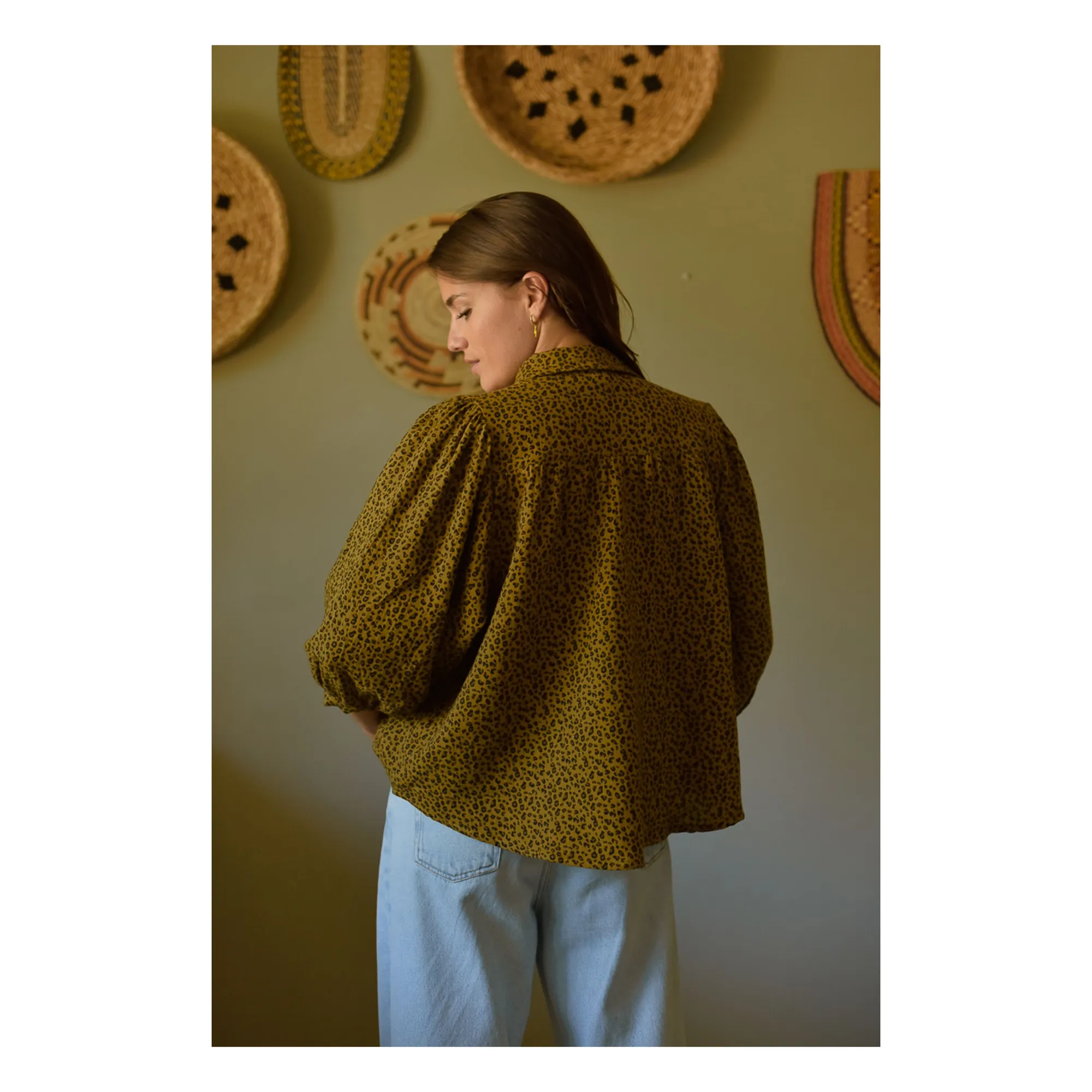 Blouse Appoline Mini Léopard Double Gaze de Coton - Collection Femme | Marron- Image produit n°6