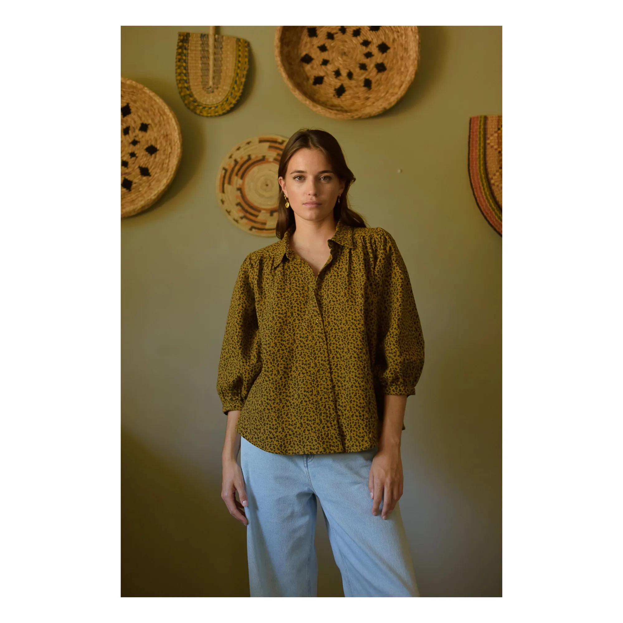 Blouse Appoline Mini Léopard Double Gaze de Coton - Collection Femme | Marron- Image produit n°5