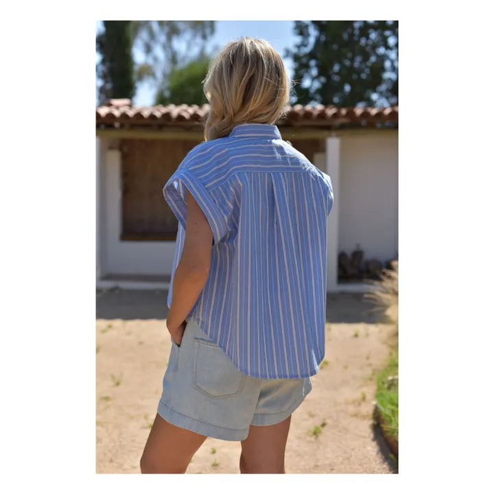 Chemise Célestine Rayée - Collection Femme | Bleu- Image produit n°2