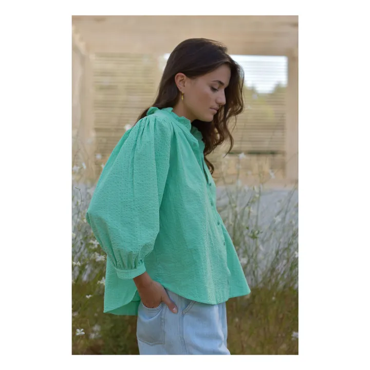Blouse Dahlia Seersucker - Collection Femme | Vert Menthe- Image produit n°0