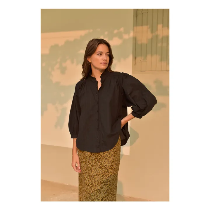 Blouse Dahlia Seersucker - Collection Femme | Noir- Image produit n°3