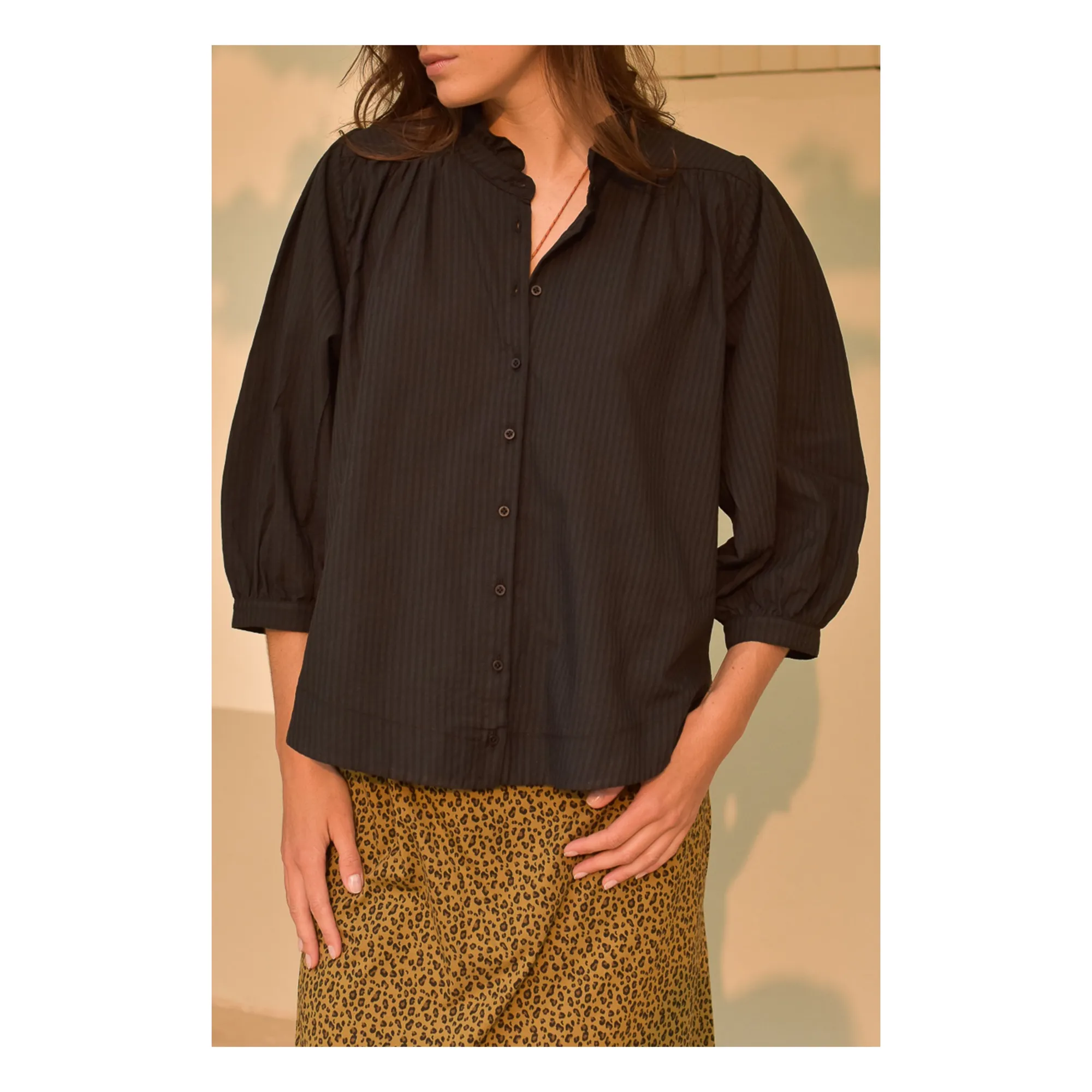 Marlot Paris Women's Black Dahlia Seersucker Blouse - Collection