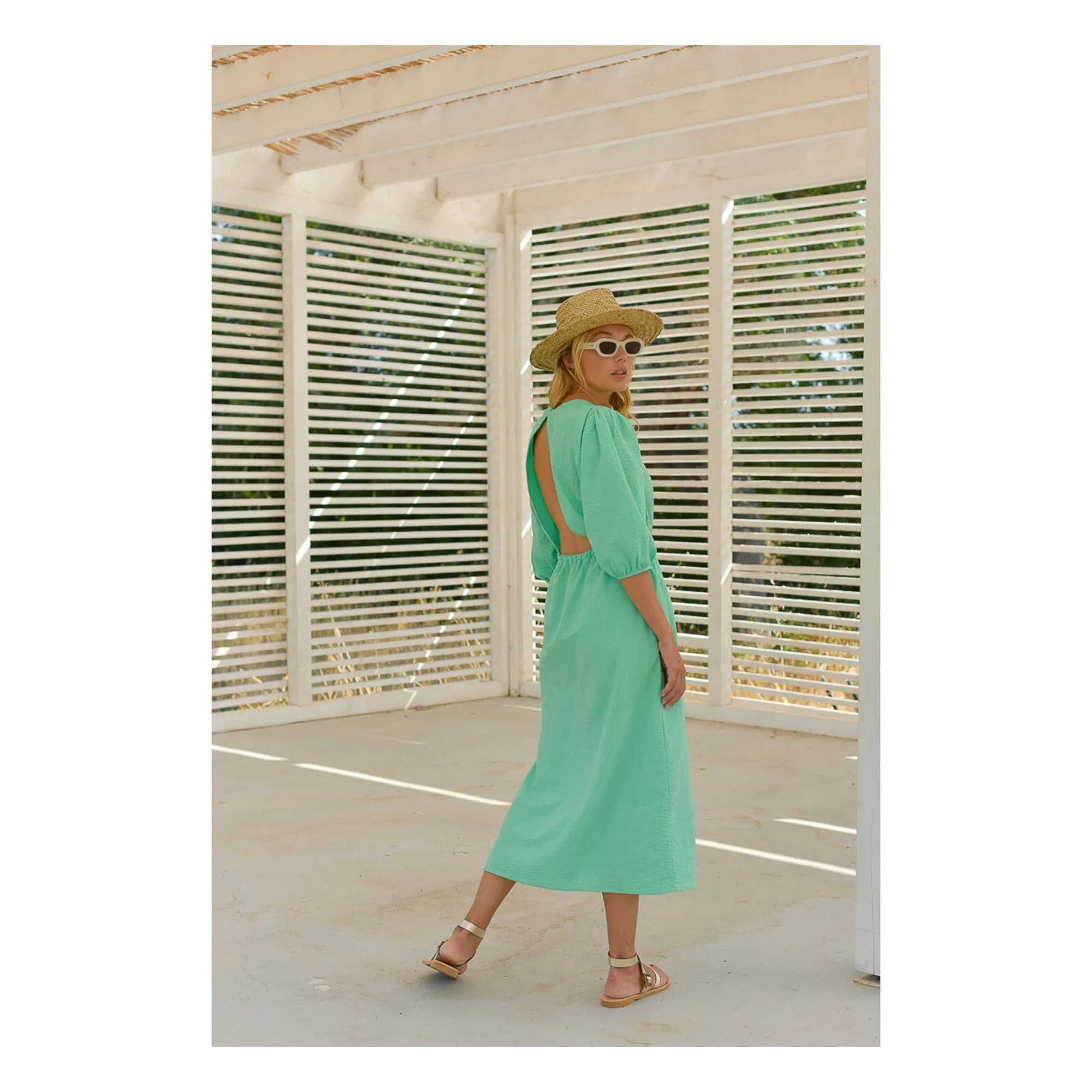 Robe Aime Seersucker - Collection Femme | Vert Menthe- Image produit n°3