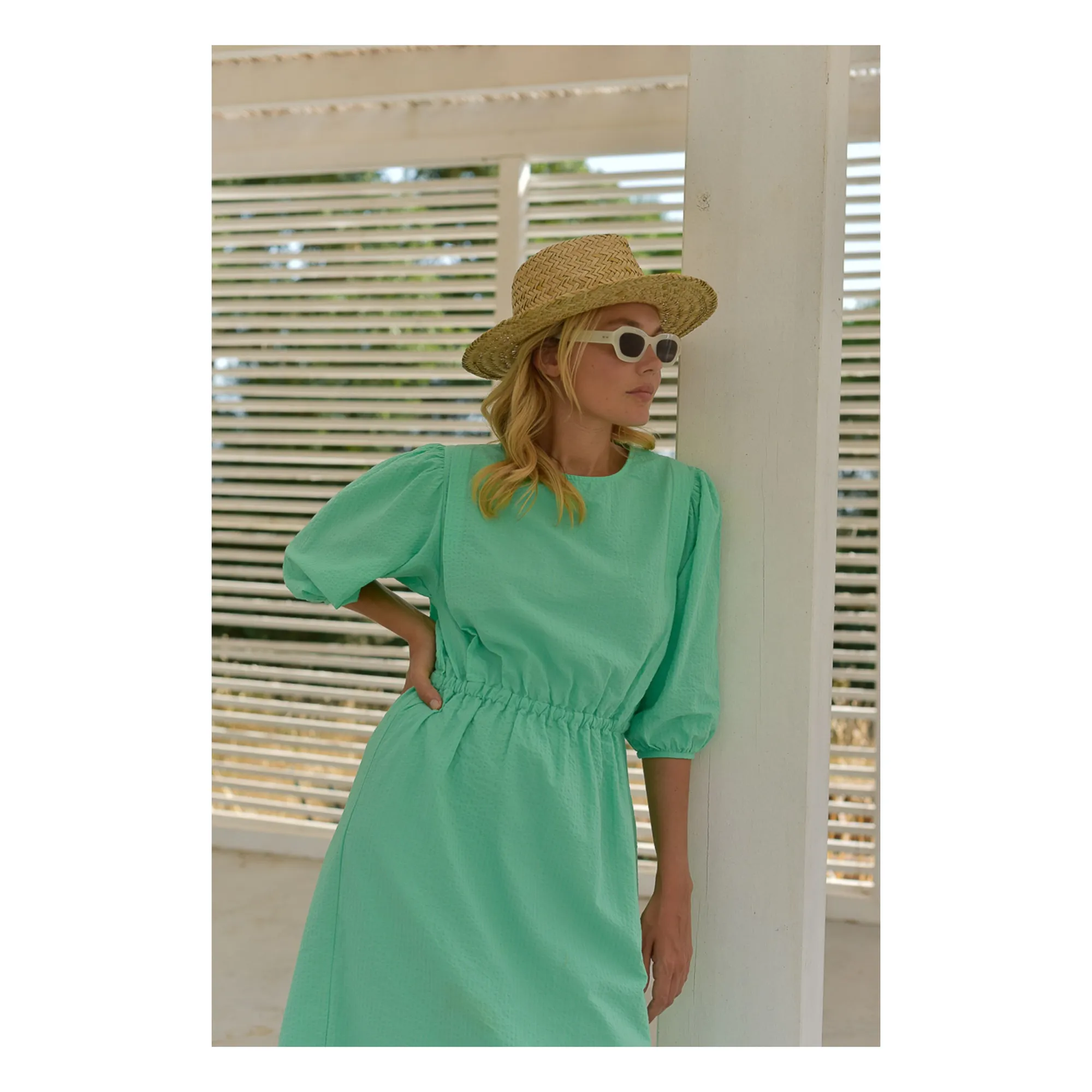 Robe Aime Seersucker - Collection Femme | Vert Menthe- Image produit n°2