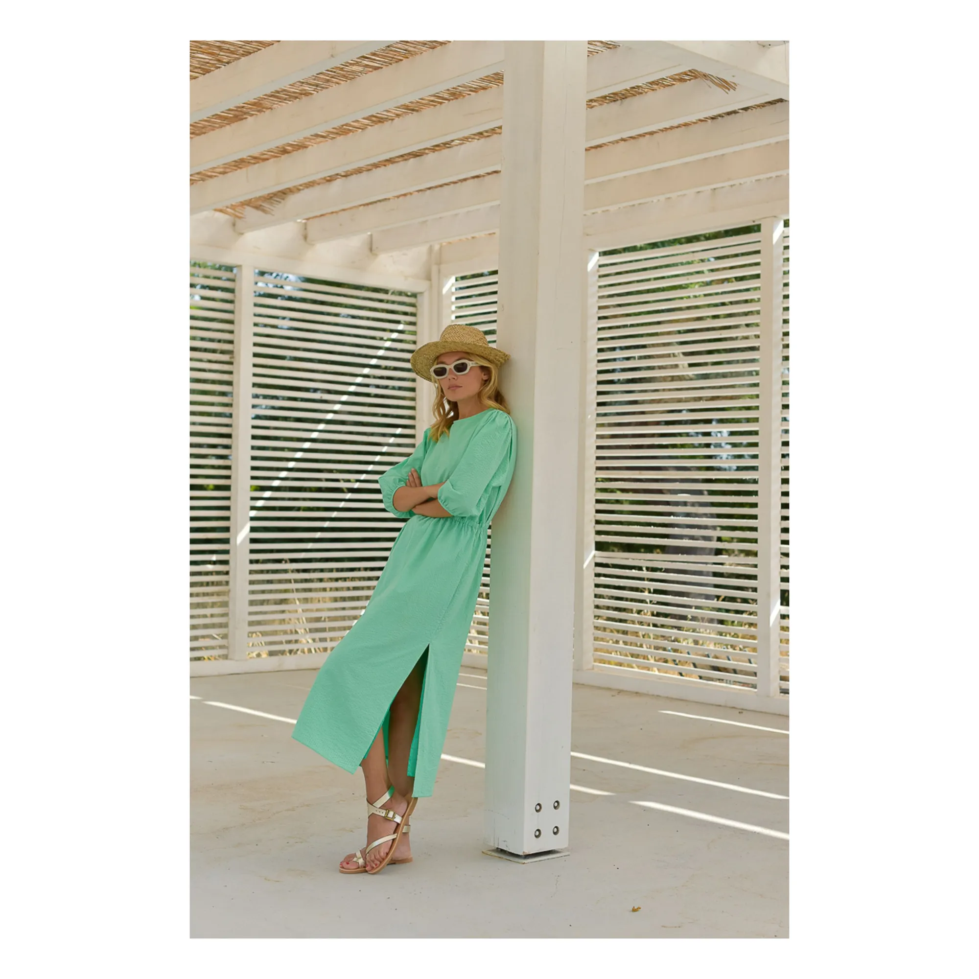 Robe Aime Seersucker - Collection Femme | Vert Menthe- Image produit n°1