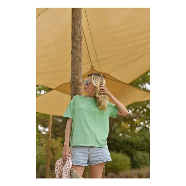 Camiseta de algodón orgánico Jil La Piscine - Colección Mujer | Verde