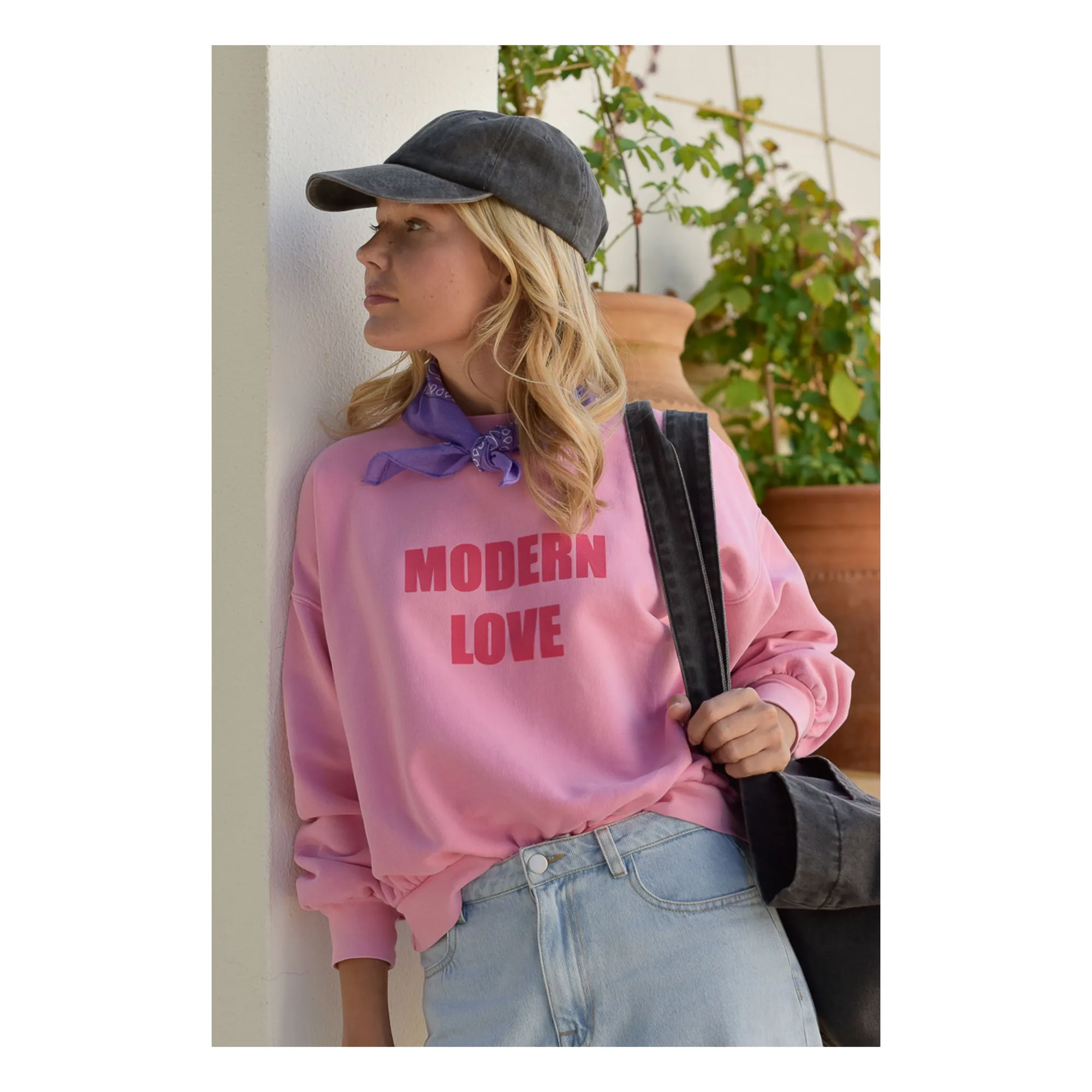 Marlot Paris Women's Pink Romy Modern Love Organic Cotton Sweatshirt - Collection