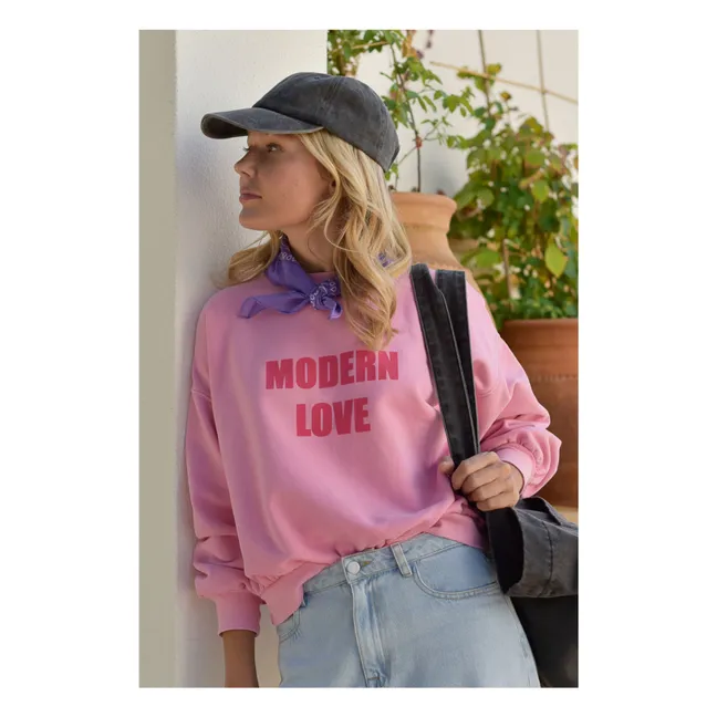 Felpa in cotone organico Romy Modern Love - Collezione donna | Rosa