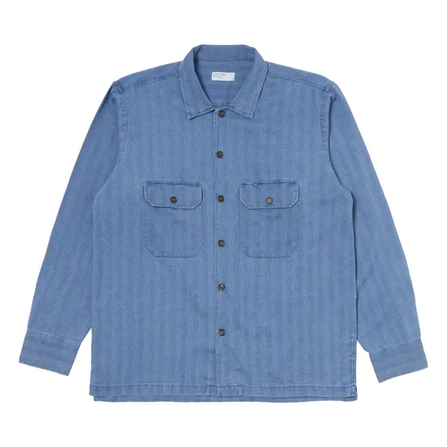 Camisa Utility Herringbone | Washed Blue