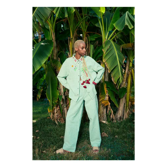 Chemise Ibisco Rayures Coton et Lin | Vert