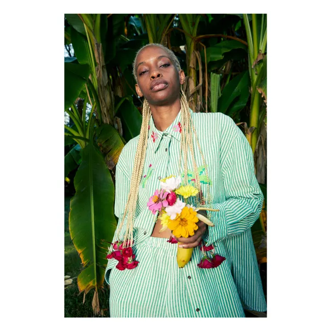 Chemise Ibisco Rayures Coton et Lin | Vert