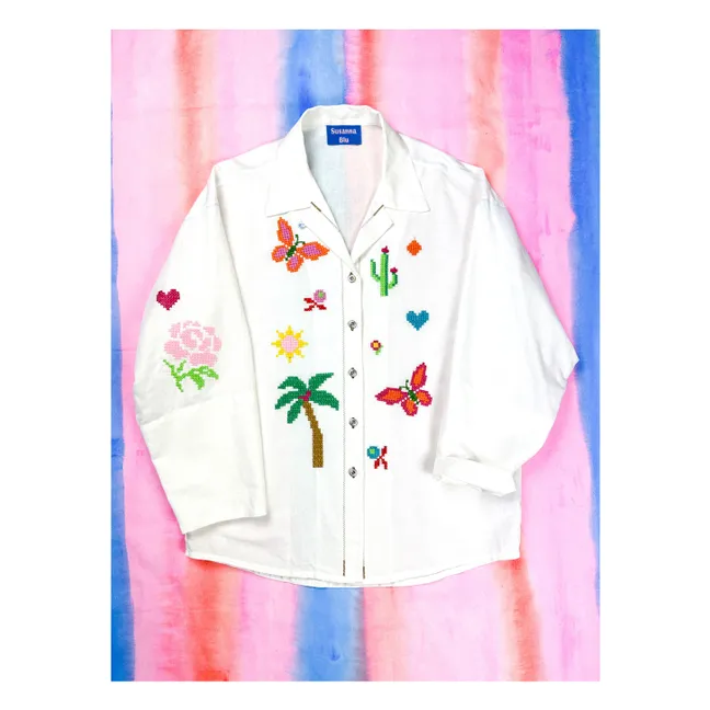Gardenia Linen and Cotton Shirt | White