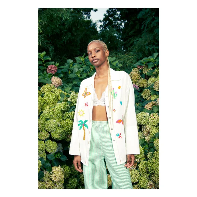 Gardenia Linen and Cotton Shirt | White
