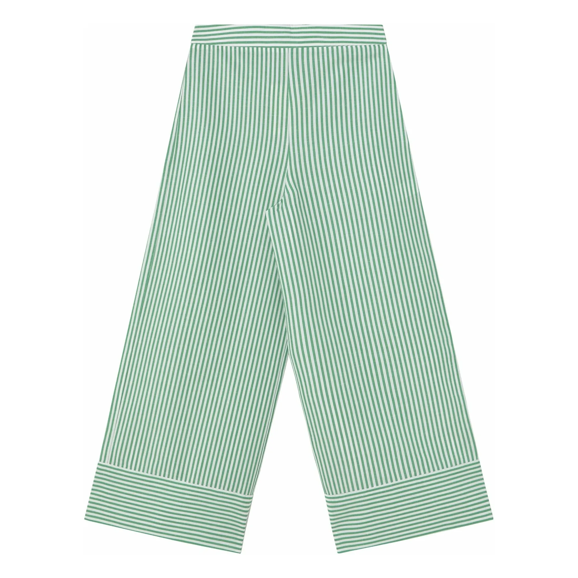 The Tiny Big Sister Green Linen Stripes Pants