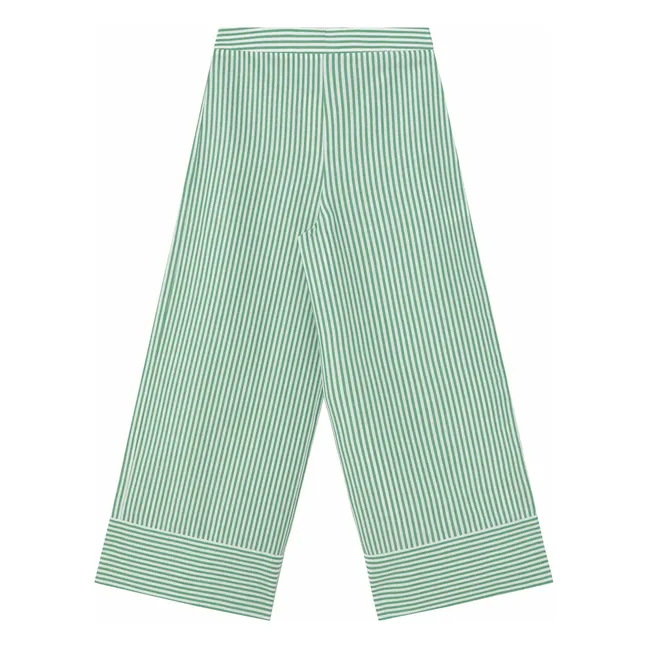 Pantaloni in lino a righe | Verde