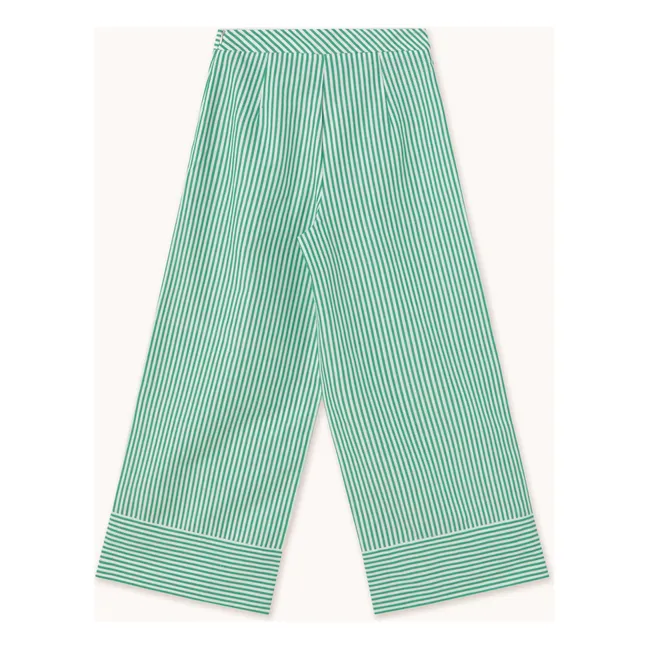 Pantaloni in lino a righe | Verde