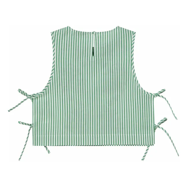 Top bordado de rayas de lino | Verde
