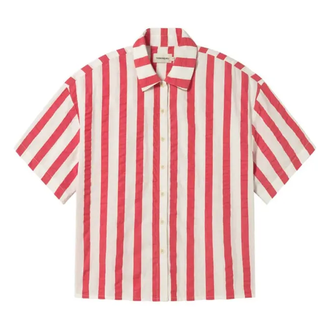 Camisa Anna Rayas Algodón Ecológico | Rojo