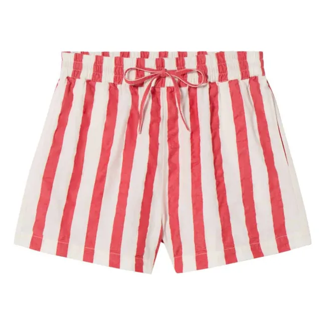 Short Geranio Rayures Coton Bio | Rouge