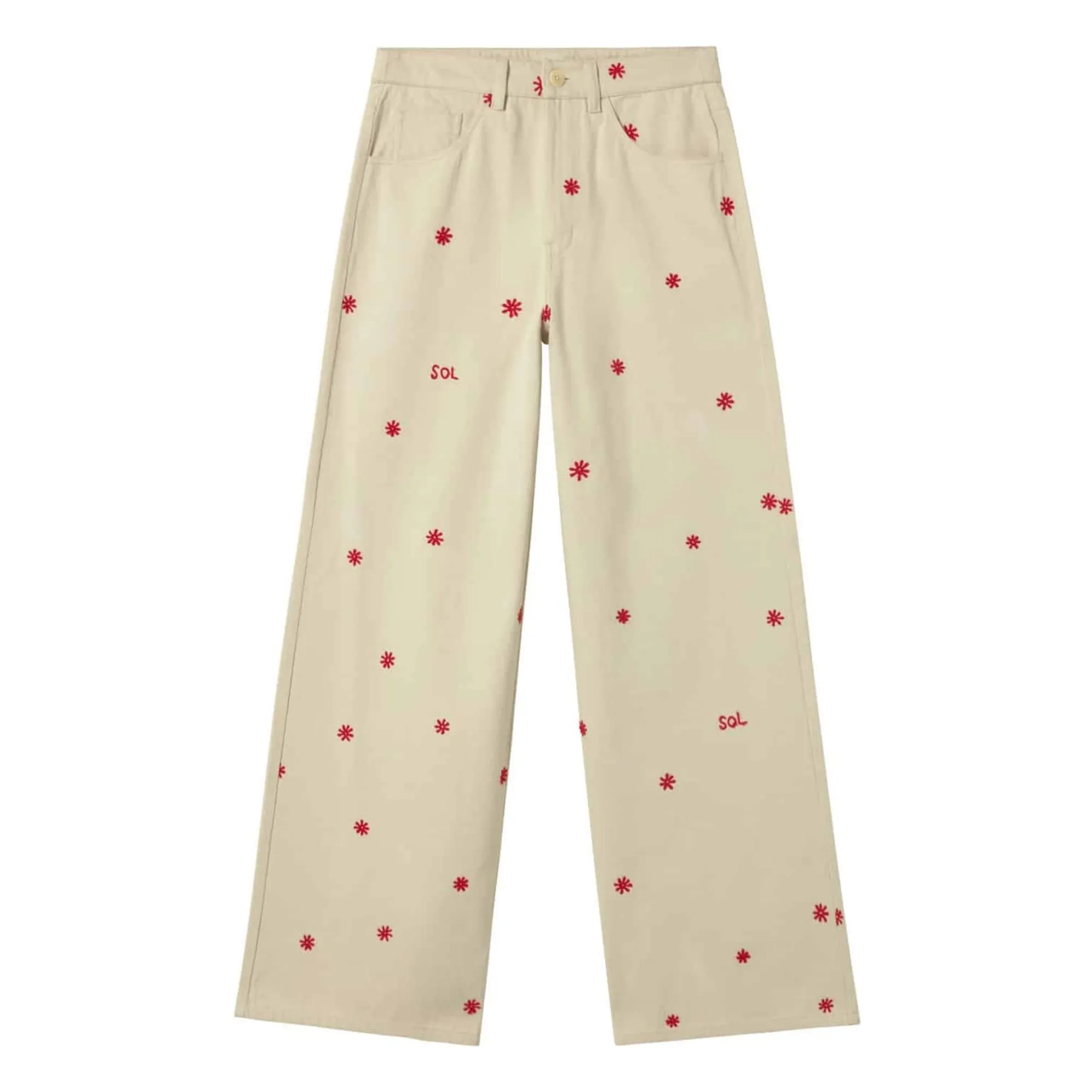 Thinking Mu Ecru Sol Chain Hedda Organic Cotton Jeans