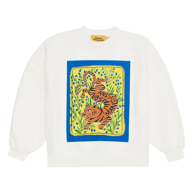 Sweatshirt Tiger Bio-Baumwolle | Weiß