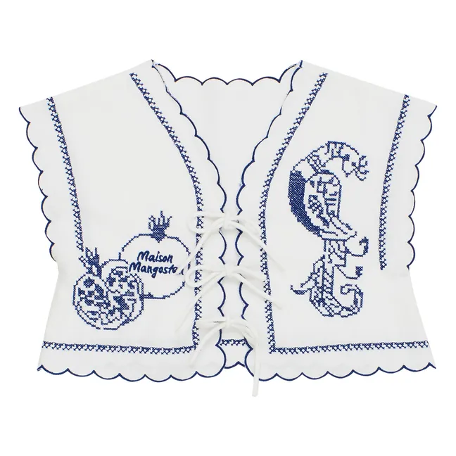 PommeGranate Embroidered Vest | White