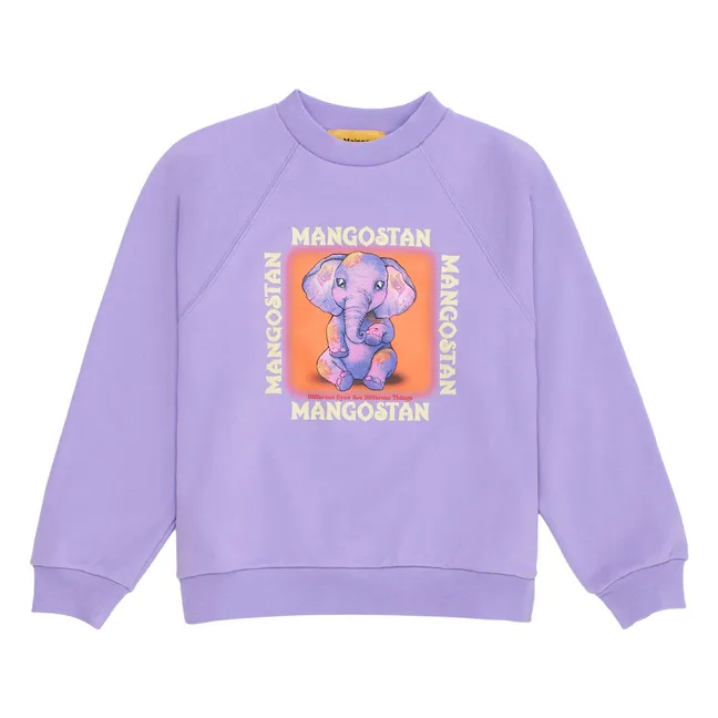 Sudadera de algodón orgánico Sweet Elephant | Lila