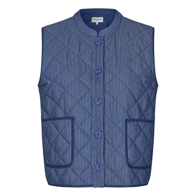 Cairo Stripes Sleeveless Jacket | Blue