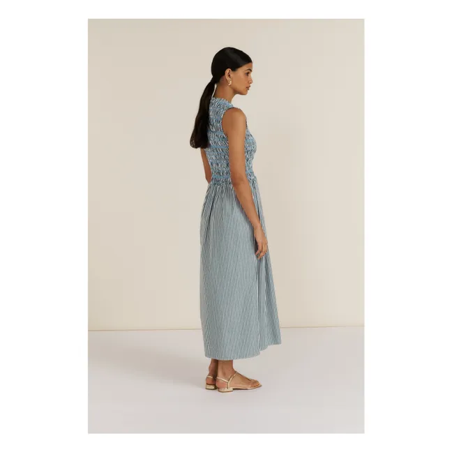 Vestido de rayas Saint Barth | Verde Oscuro