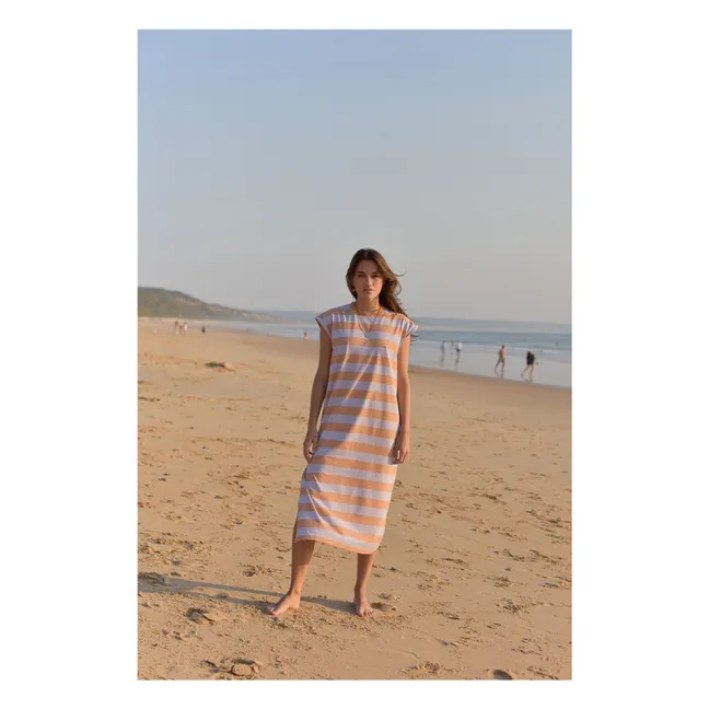 Constance Striped Organic Cotton Dress - Women's Collection | Lilac