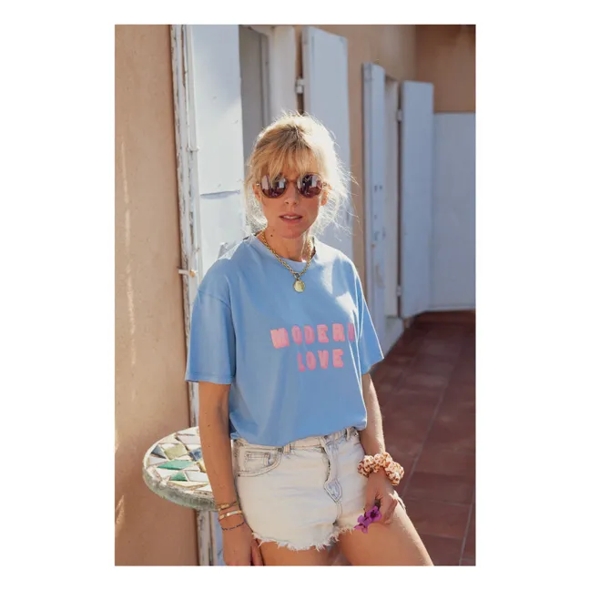 Camiseta de algodón orgánico Jil Modern Love - Colección Mujer | Azul