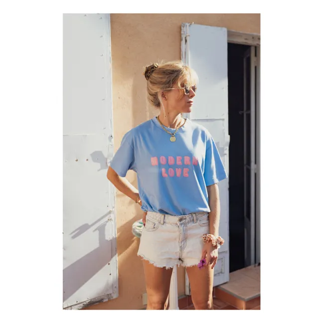 Camiseta de algodón orgánico Jil Modern Love - Colección Mujer | Azul