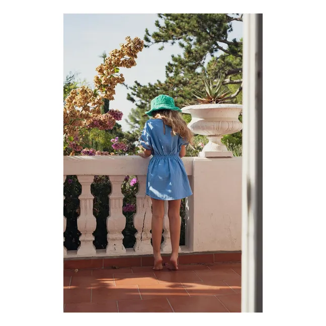 Vestido Bonnie de gasa de algodón | Azul Mar