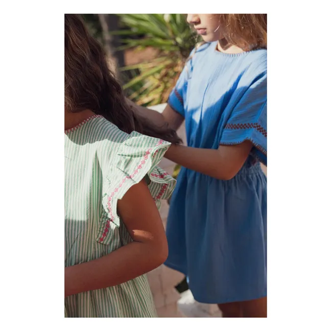 Robe Bonnie Gaze de Coton | Bleu azur