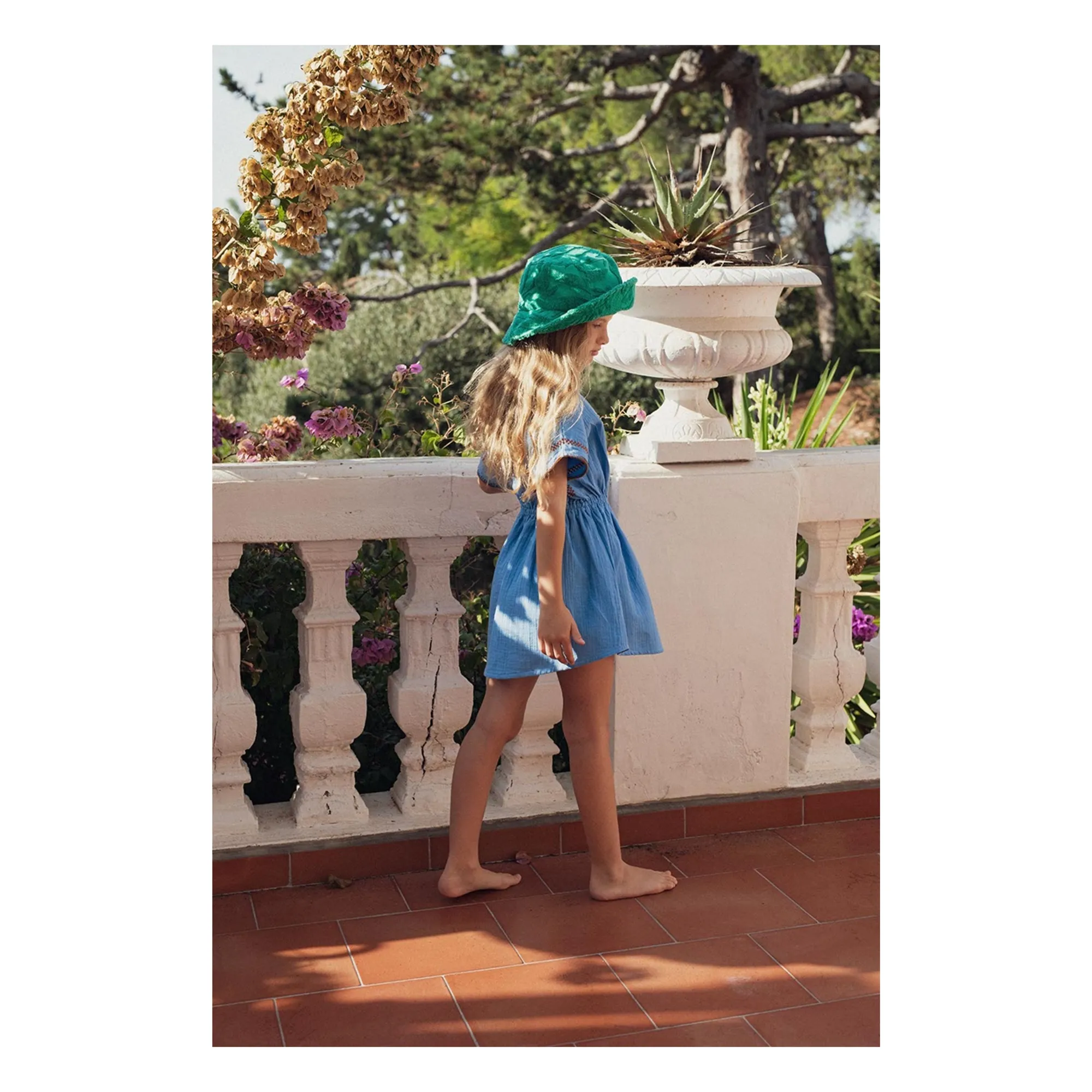 Robe Bonnie Gaze de Coton | Bleu azur- Image produit n°1