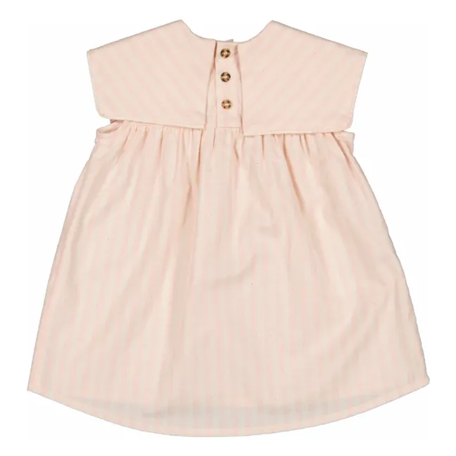 Robe Colombe Rayée  | Rose pâle