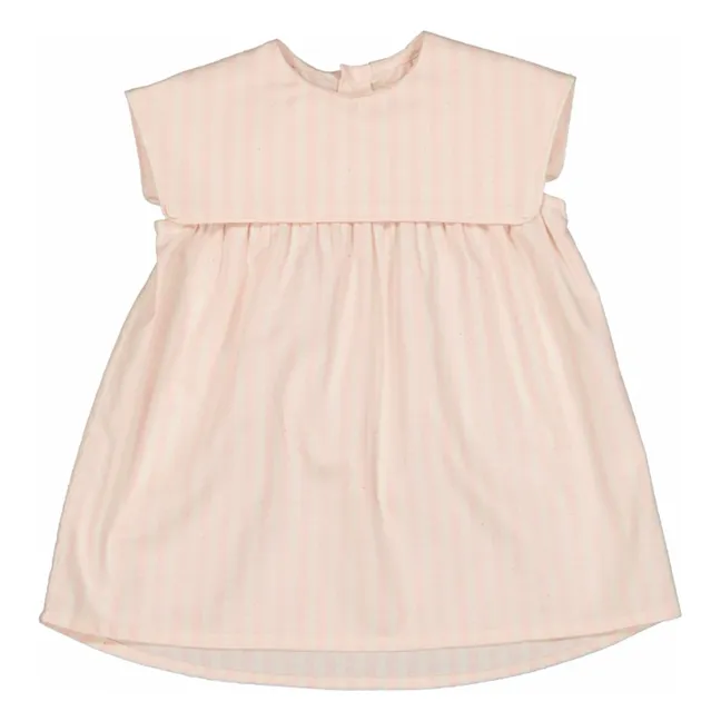 Robe Colombe Rayée  | Rose pâle